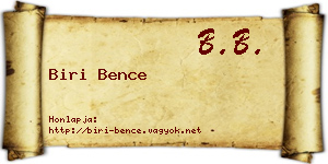 Biri Bence névjegykártya